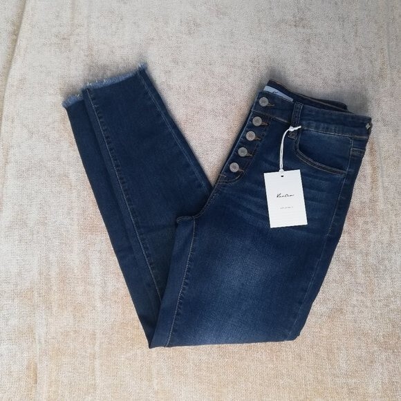 Kancan Button Front High Waist Skinny Jeans Size 28 NWT - Picture 1 of 12